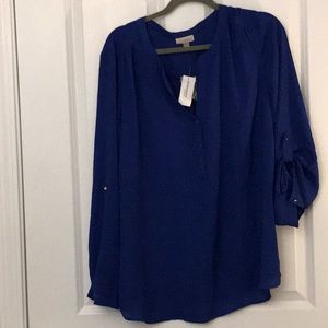 Royal Blue 2x roll tab sleeve top